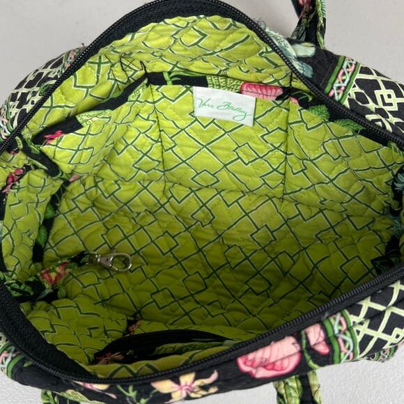 Vera Bradley Purse Quilted Black/Green 2 handles Floral Print - Picture 5 of 5